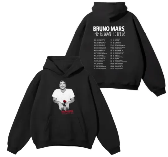 Bruno Mars The Romantic 2026 Tour Double Sided Hoodie Unisex