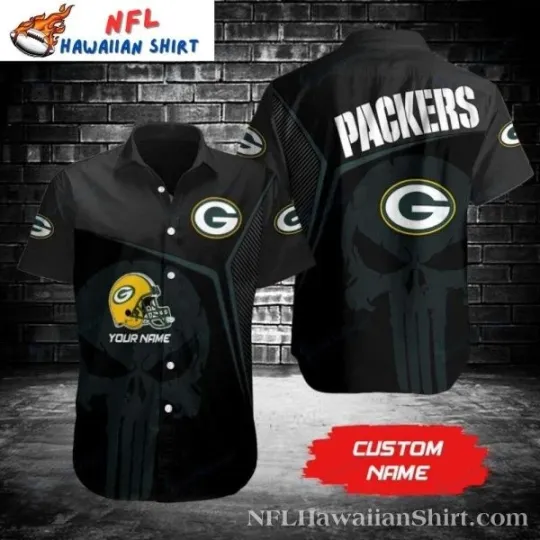 Discover Monochrome Skull Green Bay Football Custom Tropical Hawaiian Shirt Size S-5XL