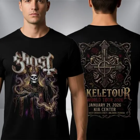 Ghost Band Skeletour World Tour 2026 T-Shirt Two Sided City Dates
