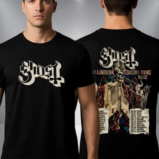 Ghost Band Skeletour World Tour 2026 T-Shirt Two Sided City Dates