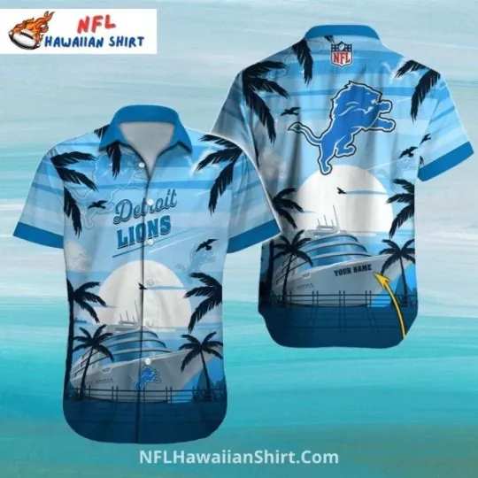 Discover Detroit Football Cruise Ship Themed Hawaiian Shirt For Vacation Size S-5XL