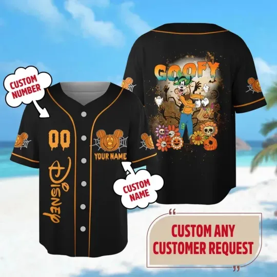 Discover Custom Goofy Halloween 3D Baseball Jersey Shirt