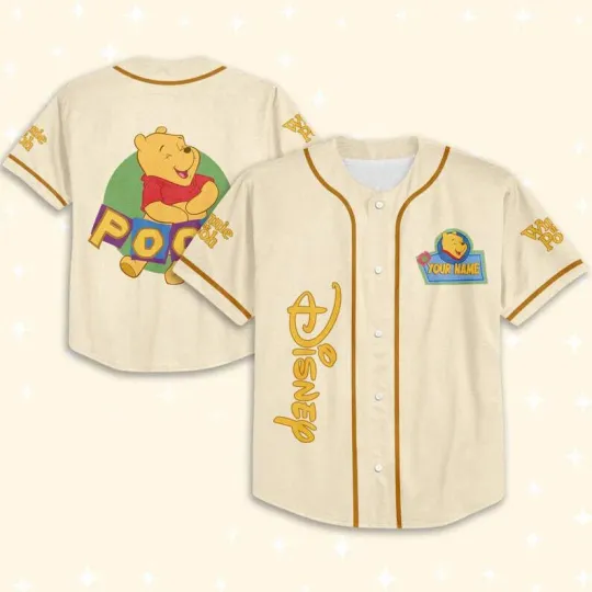 Discover Personalized Happy Poor Bear Winnie The Pooh 3D Baseball Jersey Shirt