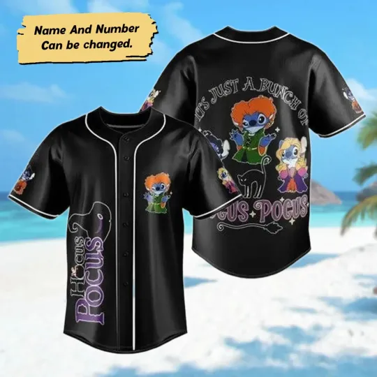 Personalized Halloween Stitch Hocus Pocus 3D Baseball Jersey Shirt