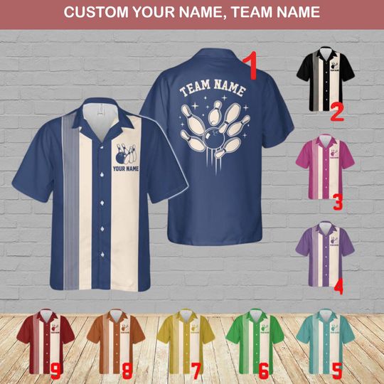 Discover Custom Retro Bowling Shirts, Vintage Short Sleeve Button Down Casual Shirts, Bowling Team Gift, Bowling Hawaiian Shirts , Bowler Gifts