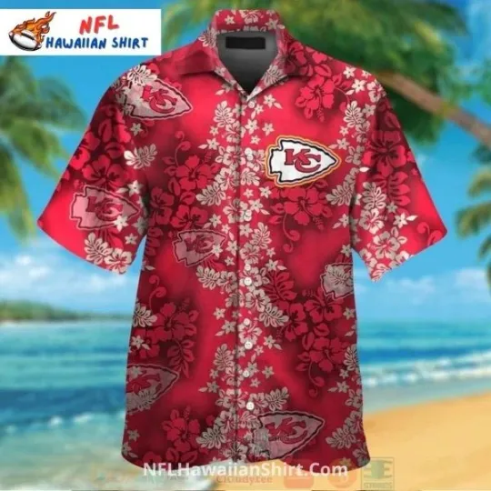 Kansas City Football Aloha Shirt Classic Floral Red Hawaiian Shirt Size S-5XL