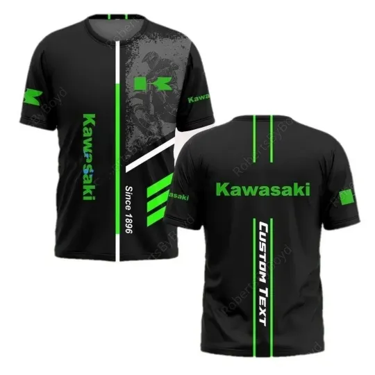 Discover Custom Name Motorcycle T-shirt 3D Digital Print Riding Kawasaki T-shirt S-5XL