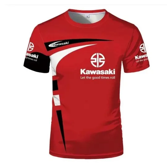 Discover New Motorcycle Racing 3D Printed Men's Kawasaki T-shirt Quick Drying - Top Gift