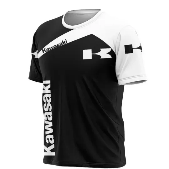 Black & White Men's 3D Motorcycle Print Round Neck T-Shirt Summer