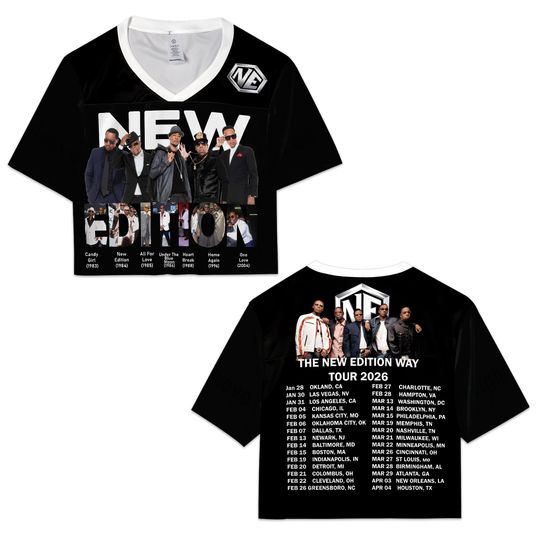 The New Edition Way Tour 2026 Crop Top Football Jersey, New Edition Jersey, NE Concert Merch Shirt