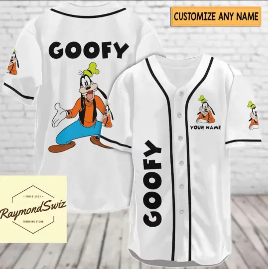 Discover Halloween Goofy White 3D BASEBALL JERSEY SHIRT Halloween Gift Best Price