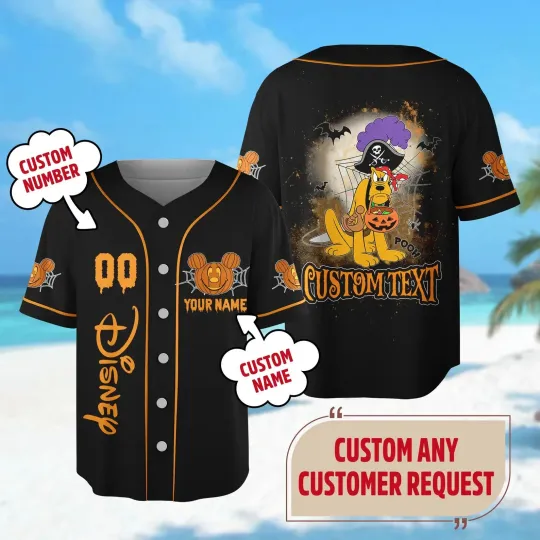 Discover Custom Pluto Halloween Horror Pumpkin Party 3D BASEBALL JERSEY SHIRT US Size