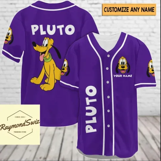 Discover Halloween Pluto Dog Purple 3D BASEBALL JERSEY SHIRT Halloween Gift Best Price