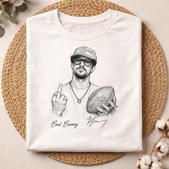 Discover Benito Bowl 2026 Shirt, Bad Bunny Super Bowl Halftime Show Sketch Art