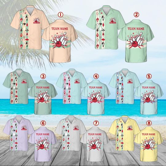 Discover Custom Name Bowling Hawaiian Shirt, Retro 1950s Vintage Style Button Up, Bowling League Uniform, Men Women Bowler Gift Idea