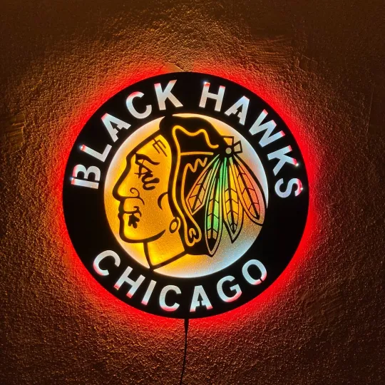 Discover Chicago Blackhawks Round Hockey Team Logo LED Neon Sign