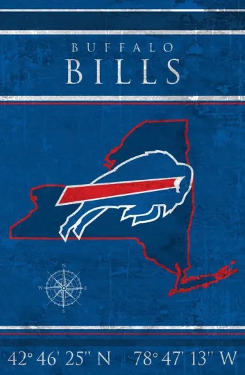 Buffalo Bills Football Poster Vertical Premium Matte Metal Sign for Fancave
