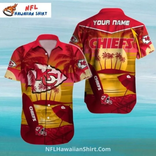 Discover Kansas City Football Aloha Hawaiian Shirt Golden Beach Sunset Size S-5XL