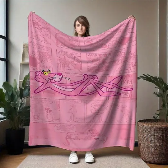 Pink Panther In Dynamic Comic Pose The Pink Panther Movie Fleece Blanket
