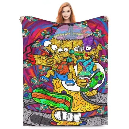 Simpsons Bed Blanket The Simpsons Cartoon Fleece Blanket