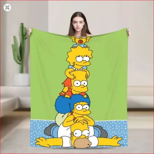 Discover Family Simpson Funny Blanket Character The Simpson Movie Catoon Fleece Blanket