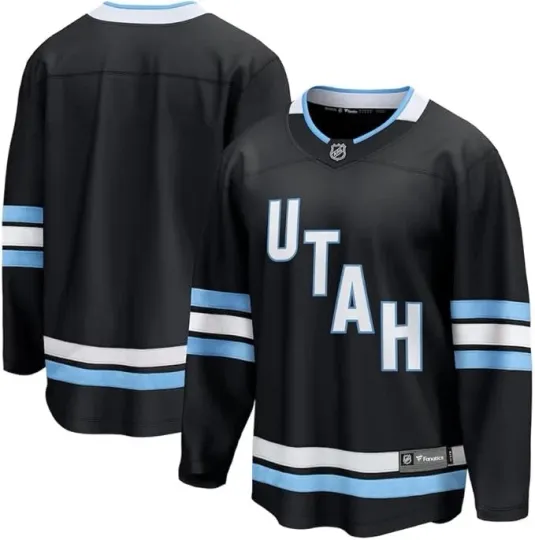 Discover Men's Fanatics Utah Hockey Club Breakaway Home Black Jersey