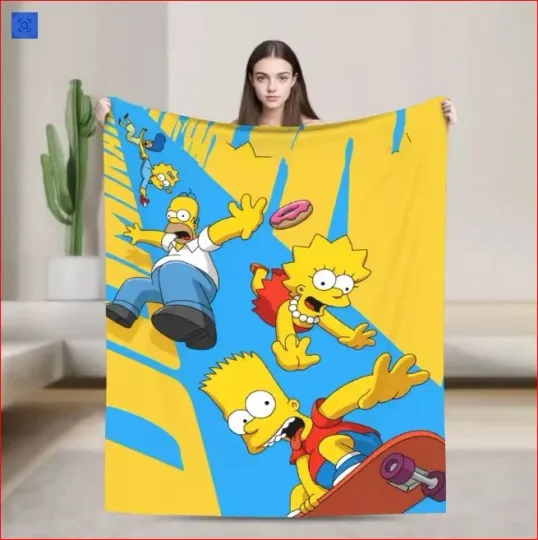 Discover Family Simpson Skateboarding Blanket The Simpson Funny Movie Fleece Blanket