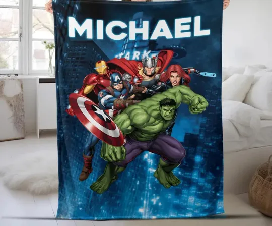 Disney Marvel Avengers Assemble Stark Tower Customize Fleece Blanket