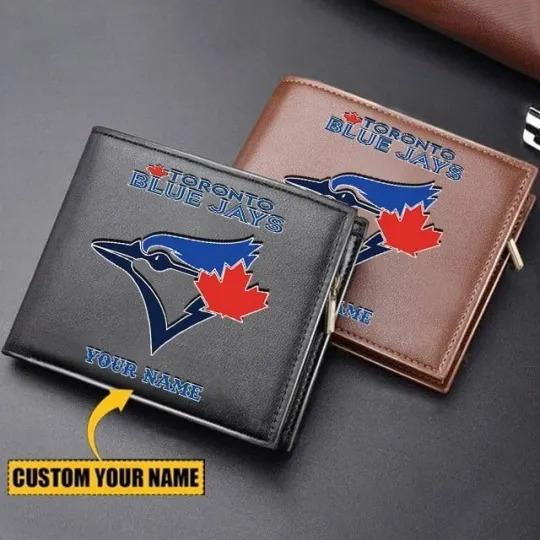 Discover Personalized Toronto Baseball Blue Jayss Team Men's Leather Wallet Gift For Him