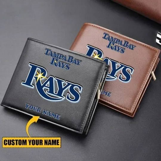 Discover Personalized Tampa Bay Baseball Rayss Team Men's Leather Wallet Gift For Him Dad