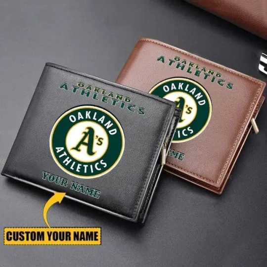Discover Personalized Oakland Baseball Athleticss Team Men's Leather Wallet Gift For Him