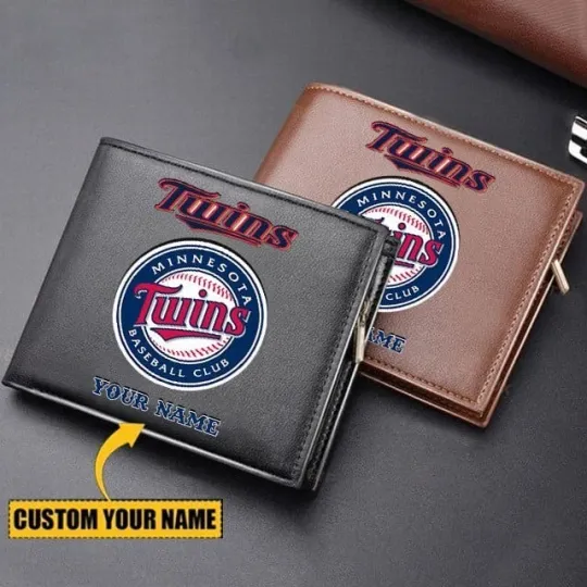 Discover Personalized Minnesota Baseball Twinss Team Men's Leather Wallet Gift For Him