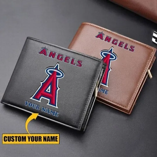 Discover Personalized Los Angeles Baseball Angelss Team Men's Leather Wallet Gift For Him