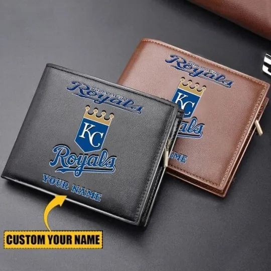 Discover Personalized Kansas City Baseball Royalss Team Men's Leather Wallet Gift For Him