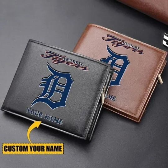 Discover Personalized Detroit Baseball Tigerss Team Men's Leather Wallet Gift For Him Dad