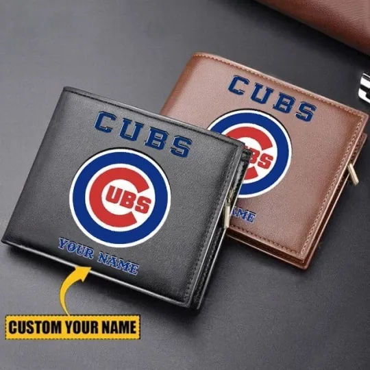 Discover Personalized Chicago Baseball Cubss Team Men's Leather Wallet Gift For Him Dad