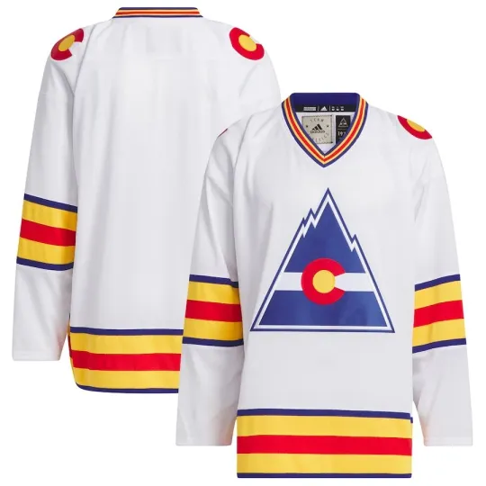 Discover Men's Colorado Rockies Adidas White Team Classic NHL Hockey Vintage Blank Jersey