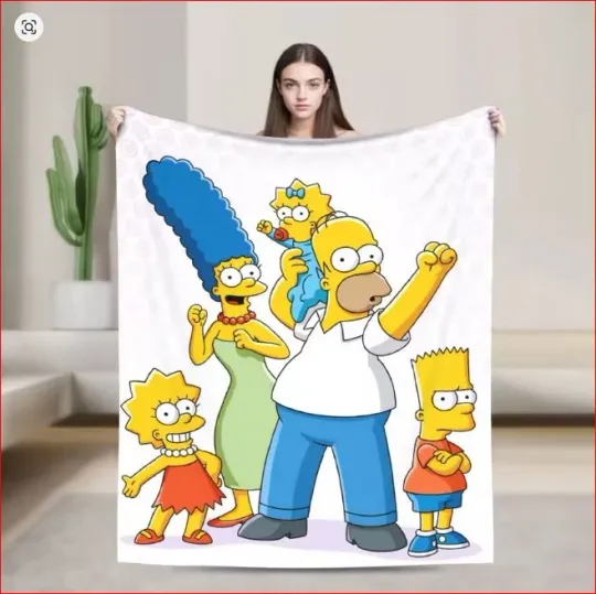 Discover Characters Family Simpson White Blanket The Simpson Funny Movie Fleece Blanket