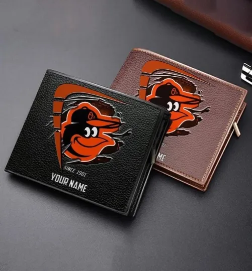 Discover Personalized Baltimore Baseball Orioless Team Men's Leather Wallet Gift For Him