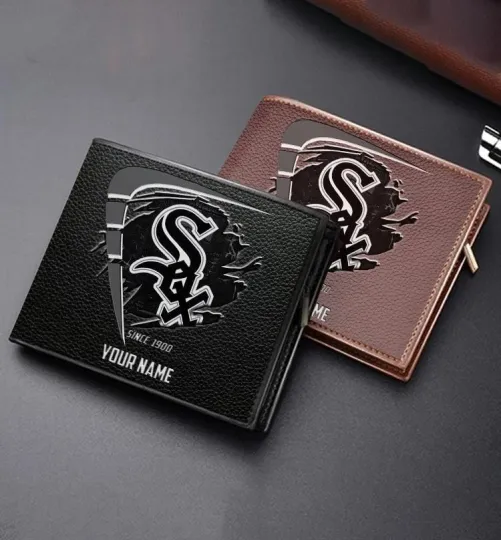 Discover Personalized Chicago Baseball White Soxx Team Men's Leather Wallet Gift For Him