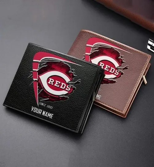 Discover Personalized Cincinnati Baseball Redss Team Men's Leather Wallet Gift For Him