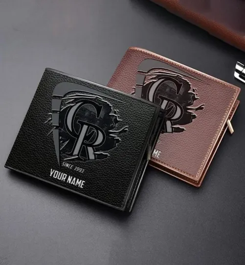 Discover Personalized Colorado Baseball Rockiess Team Men's Leather Wallet Gift For Him