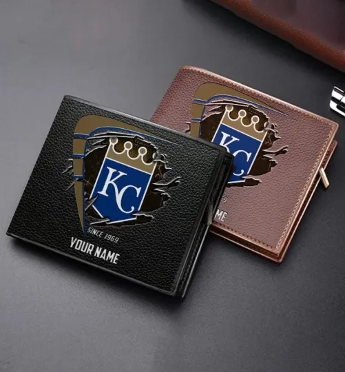 Discover Personalized Kansas City Baseball Royalss Team Men's Leather Wallet Gift For Him