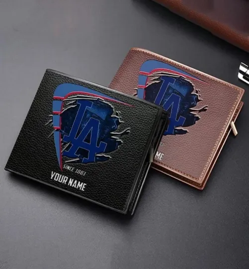 Discover Personalized Los Angeles Baseball Dodgerss Team Men Leather Wallet Gift For Him
