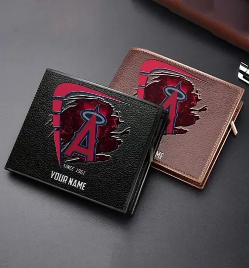 Discover Personalized Los Angeles Baseball Angelss Team Men's Leather Wallet Gift For Him