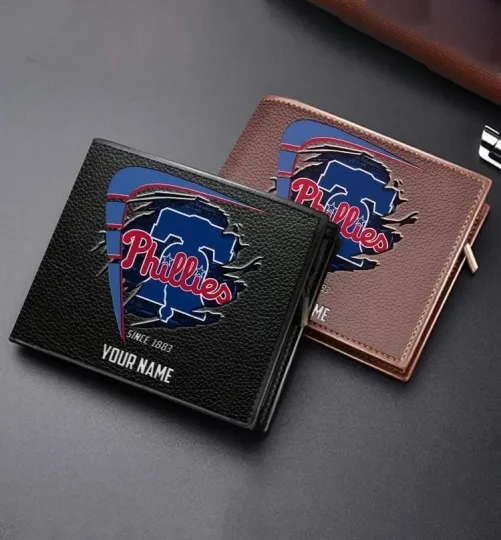Discover Personalized Philadelphia Baseball Philliess Team Men's Leather Wallet Gift