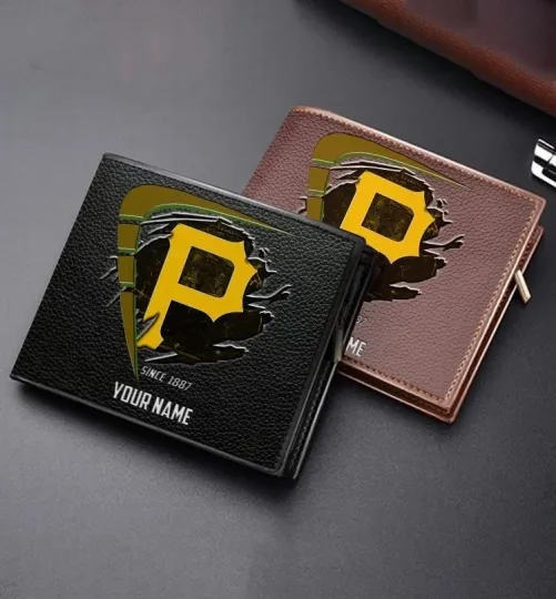 Discover Personalized Pittsburgh Baseball Piratess Team Men's Leather Wallet Gift For Him