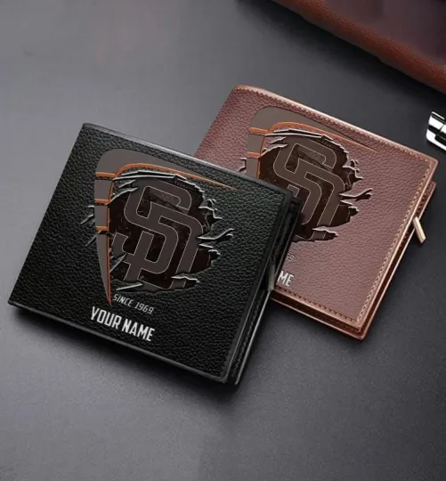Discover Personalized San Diego Baseball Padress Team Men's Leather Wallet Gift For Him
