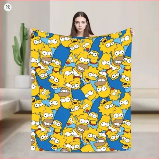 Discover Family Simpson Funny Blanket The Simpson Movie Character Catoon Fleece Blanket