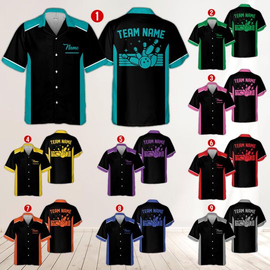 Discover Personalized Bowling Pocket Hawaiian Shirt, Custom Name Bowler Button Shirt, Split Happens Hawaiian Shirt, Gutter Gang Bowler Squad Gift